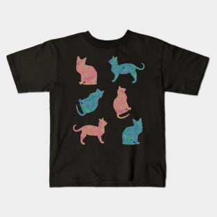 Six Pack of Cats in Leopard Print Kids T-Shirt